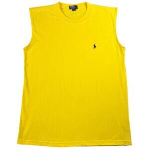 Polo by Ralph Lauren Yellow Sleeveless Tee Pony Logo Cotton Altered Muscle Tee L